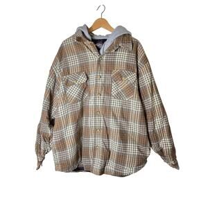 MOOSE CREEK Brown Tan Hooded Work Outdoor Shirt Jacket Shacket Heavy SZ XXL